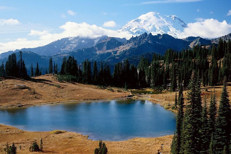 Snow-capped Mountain and Lake — Blue, Serene, Afternoon, Photograph