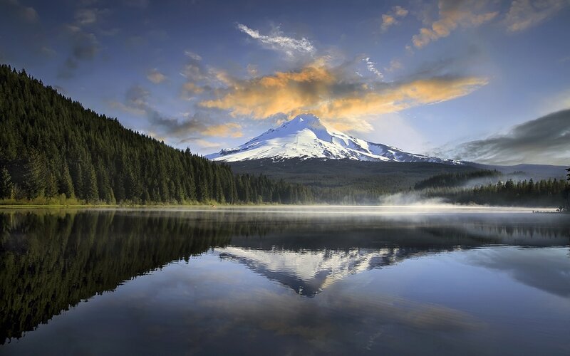 Snow-capped Mountain and Lake — Blue