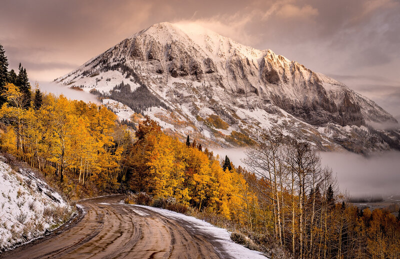Snow-capped Mountain and Road