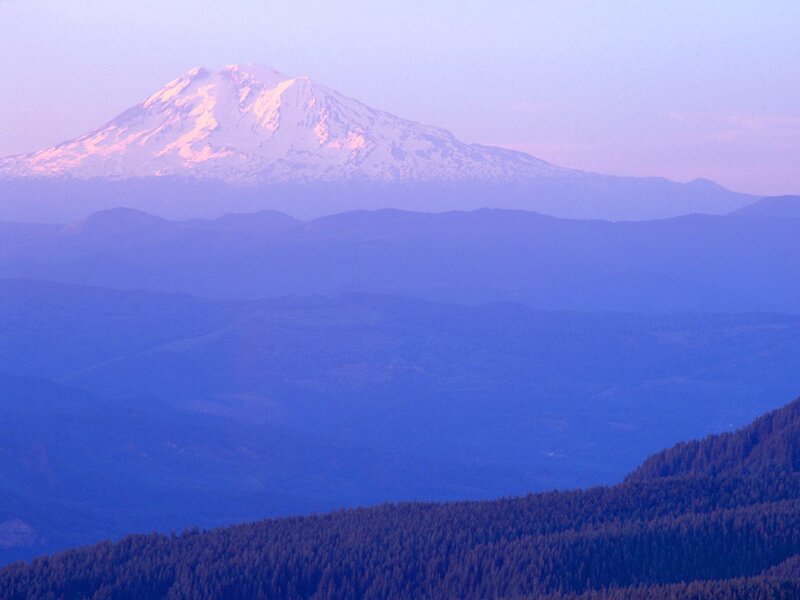 Snow-capped mountain at dawn
