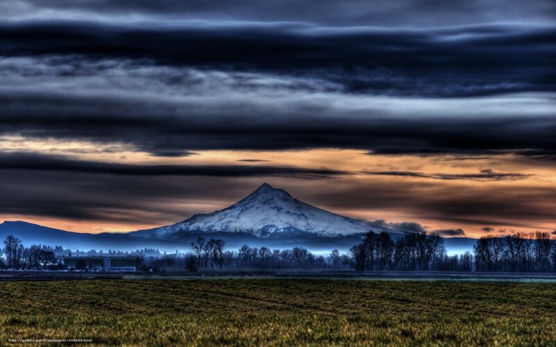 Snow-capped Mountain at Dusk — Blue