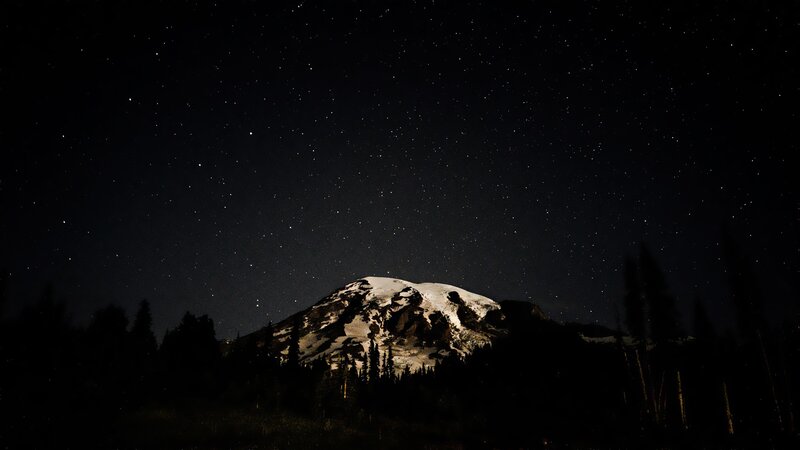 Snow-capped Mountain at Night — Black