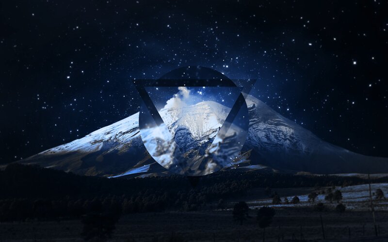 Snow-capped Mountain at Night — Blue, Serene, Digital Art