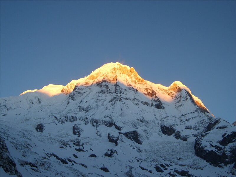 snow-capped mountain at sunrise