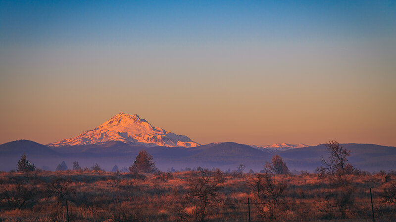 Snow-capped Mountain at Sunrise — Blue