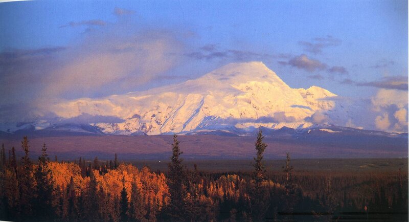 snow-capped mountain at sunset