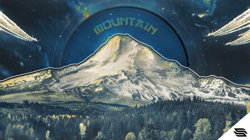 Snow-capped Mountain — Blue, Dramatic, Night, Digital Art, Forest