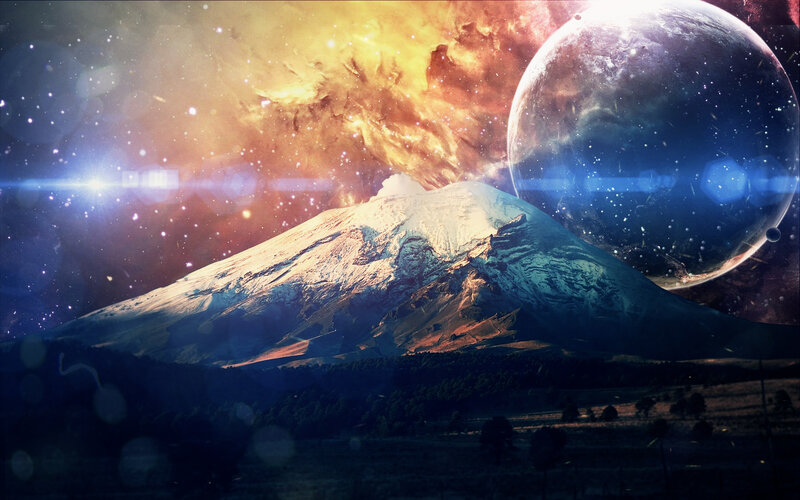 Snow-capped Mountain — Blue, Dramatic, Night