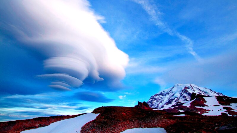 Snow-capped Mountain — Blue, Dramatic, Photograph