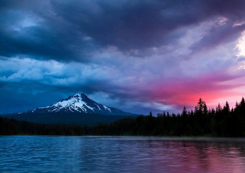 Snow-capped Mountain — Blue, Dramatic, Sunset, Photograph