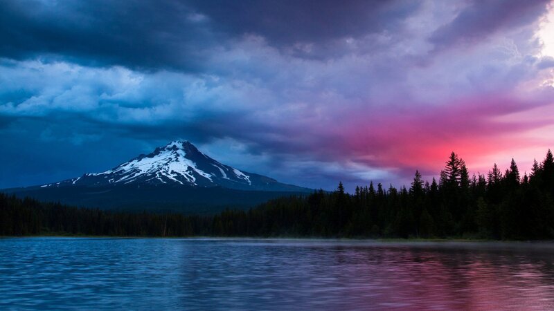 Snow-capped Mountain — Blue, Dramatic, Sunset