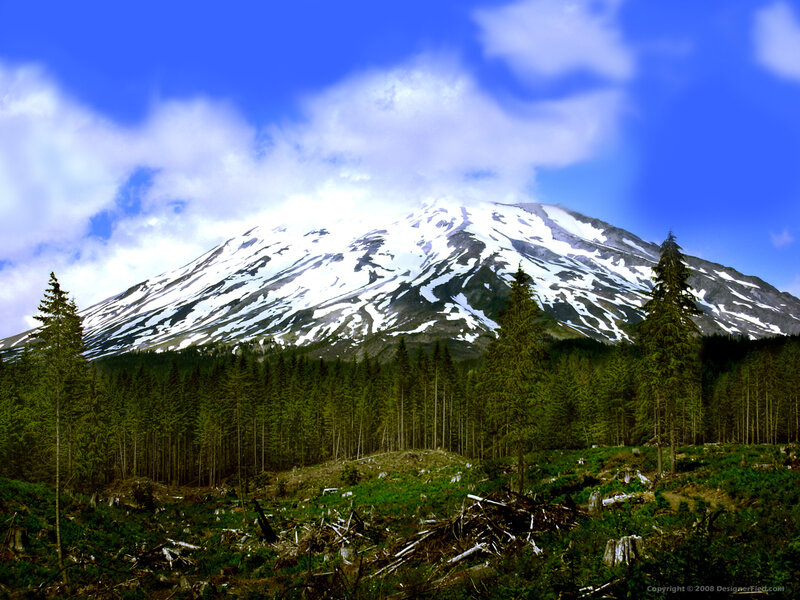 Snow-capped Mountain — Blue, Serene, Afternoon, Photograph, Forest, Clouds