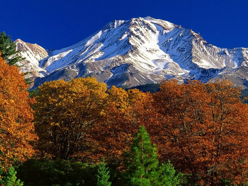 Snow-capped Mountain — Blue, Serene, Autumn, Photograph