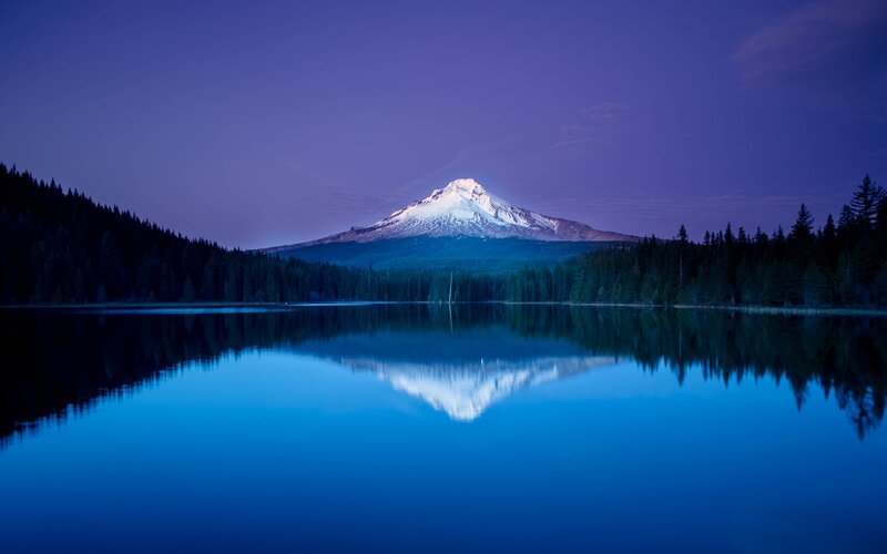 Snow-capped Mountain — Blue, Serene, Night