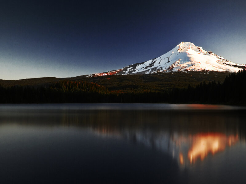 Snow-capped Mountain — Blue, Serene, Sunset, Photograph