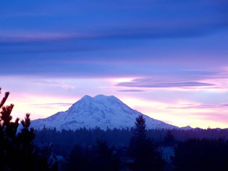 Snow-capped Mountain — Blue, Serene, Sunset, Photograph, Trees