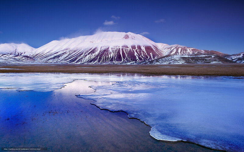 Snow-capped Mountain — Blue, Serene, Winter, Photograph, Ice