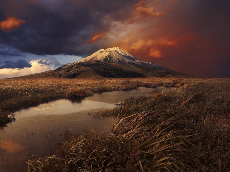 Snow-capped Mountain — Brown, Dramatic, Sunset
