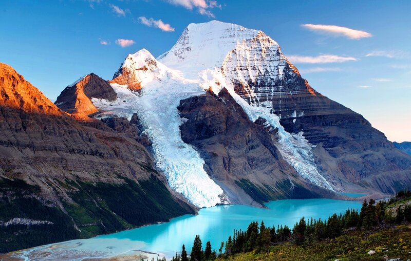Snow-capped Mountain Glacier — Blue, Serene, Morning