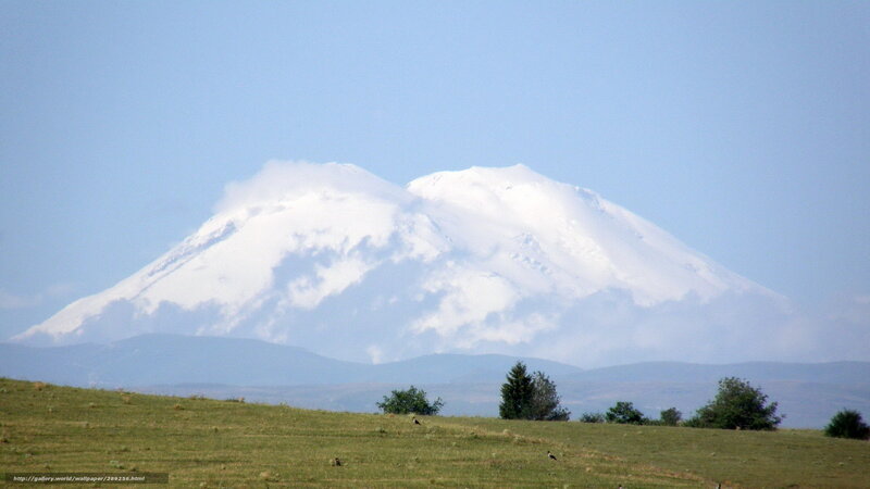 Snow-capped Mountain — Green, Serene, Afternoon, Photograph, Grass Field