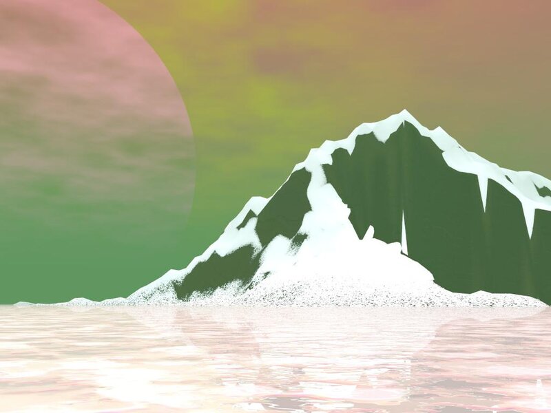 Snow-capped Mountain — Green, Serene, Sunset