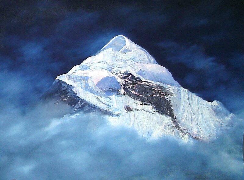 Snow-Capped Mountain in Clouds