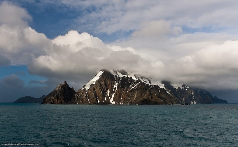 Snow-capped Mountain Island — Blue
