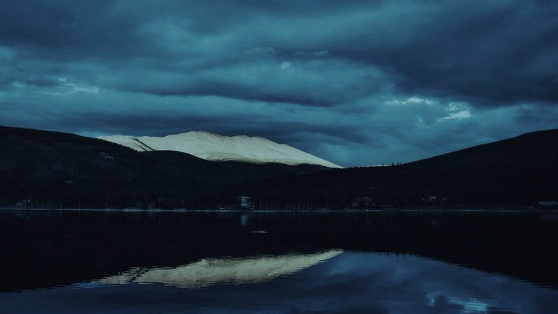 Snow-capped Mountain Lake — Blue, Dramatic, Night, Photograph