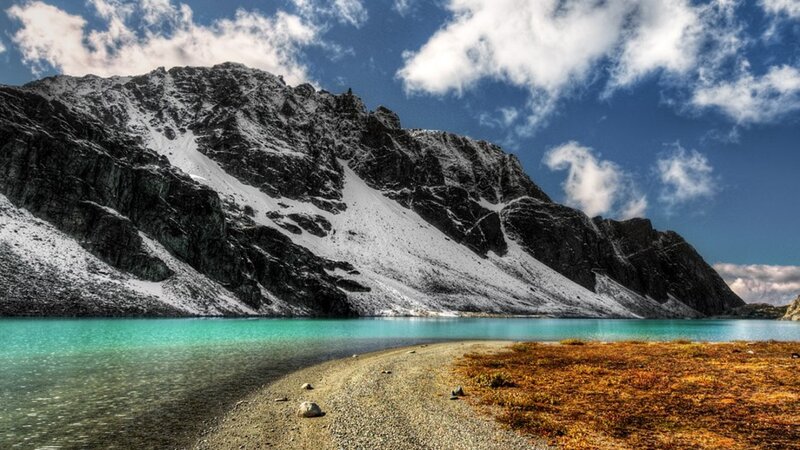Snow-capped Mountain Lake — Blue, Serene, Afternoon, Photograph, Sky