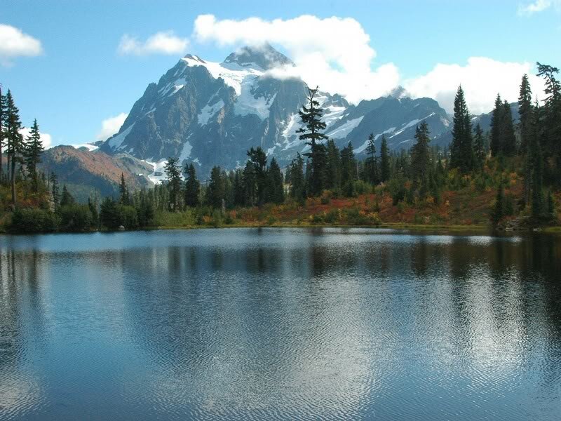 Snow-capped Mountain Lake — Blue, Serene, Summer