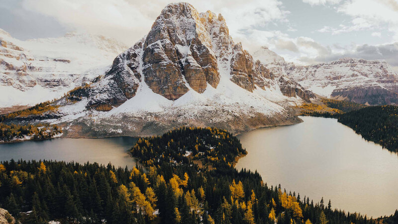 Snow-capped Mountain Lake — Brown