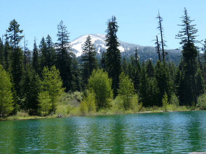 Snow-capped Mountain Lake — Green, Serene, Summer