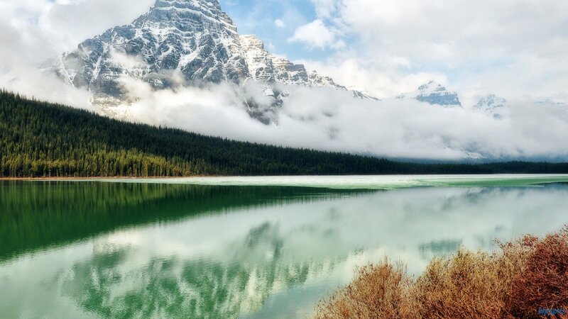 Snow-capped Mountain Lake — Green
