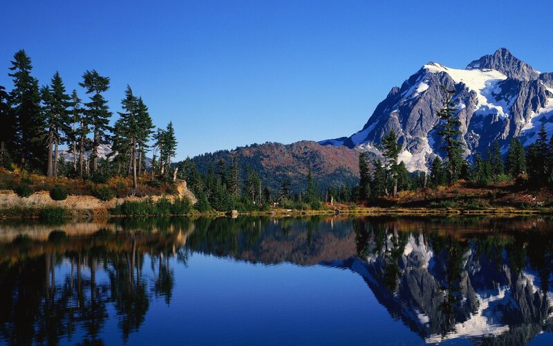 Snow-capped Mountain Lake — Reflection