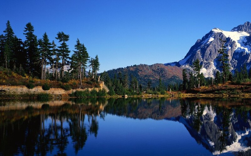Snow-capped Mountain Lake — Serene, Afternoon