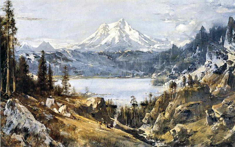 Snow-capped Mountain Landscape — Blue, Serene