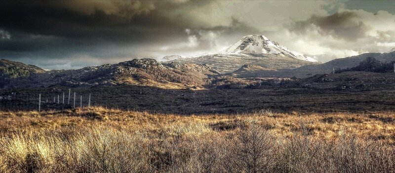 Snow-capped Mountain Landscape — Brown, Dramatic