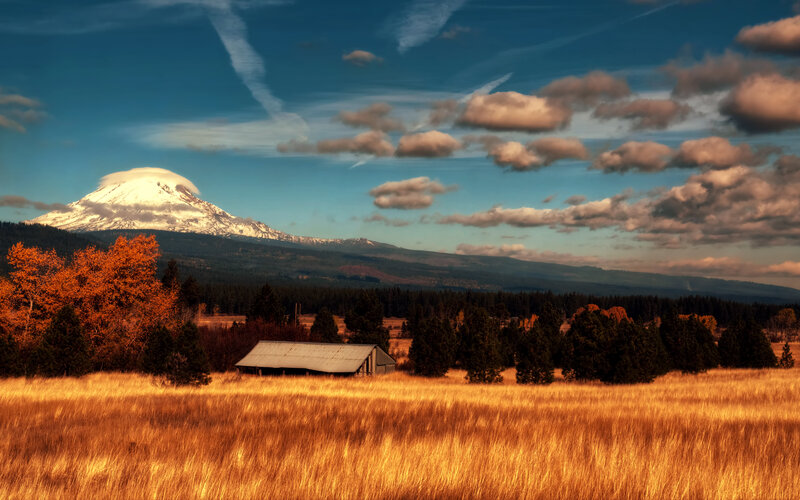 Snow-capped Mountain Landscape — Gold