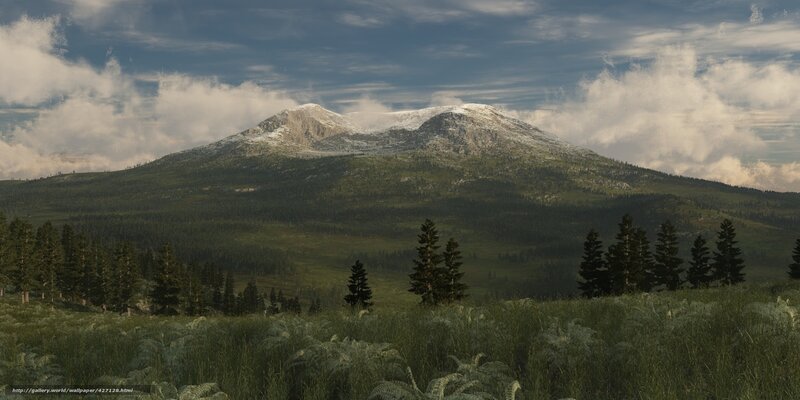 Snow-capped Mountain Landscape — Green, Serene, Afternoon, 3d Render