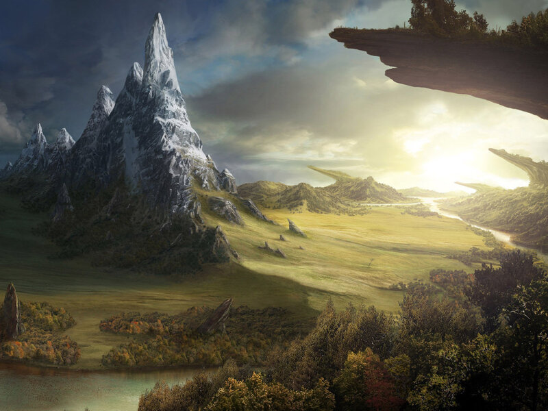 Snow-capped Mountain Landscape — Green
