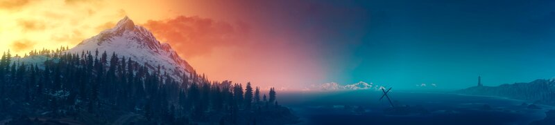 Snow-capped Mountain Landscape — Orange, Dramatic
