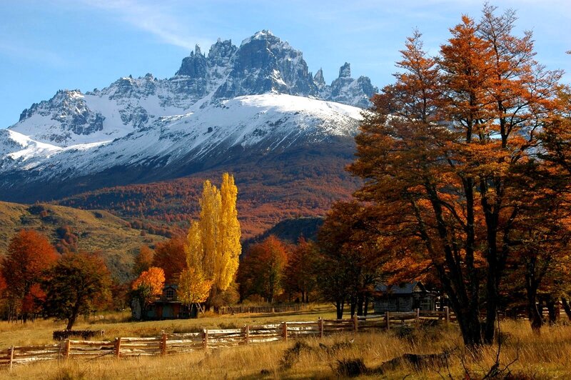 Snow-capped Mountain Landscape — Orange, Serene