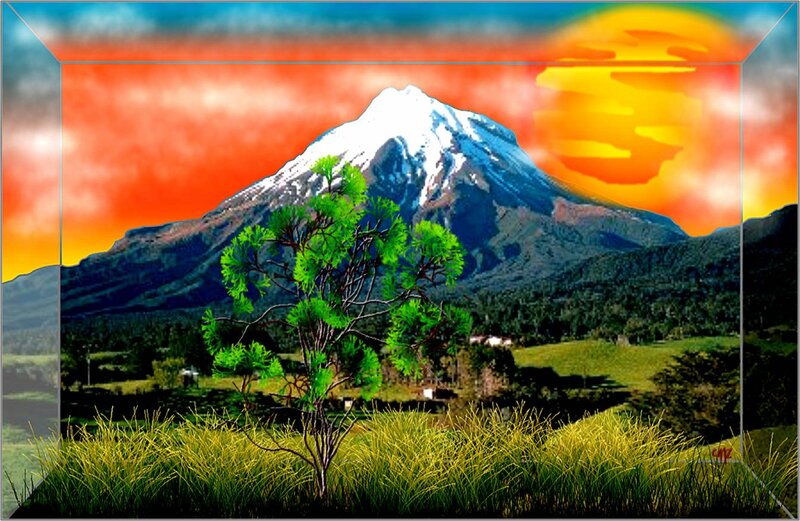 Snow-capped Mountain Landscape — Orange