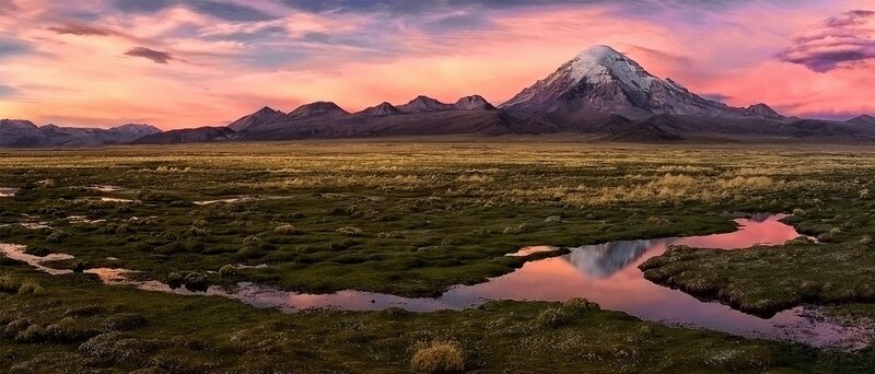 Snow-capped Mountain Landscape — Pink