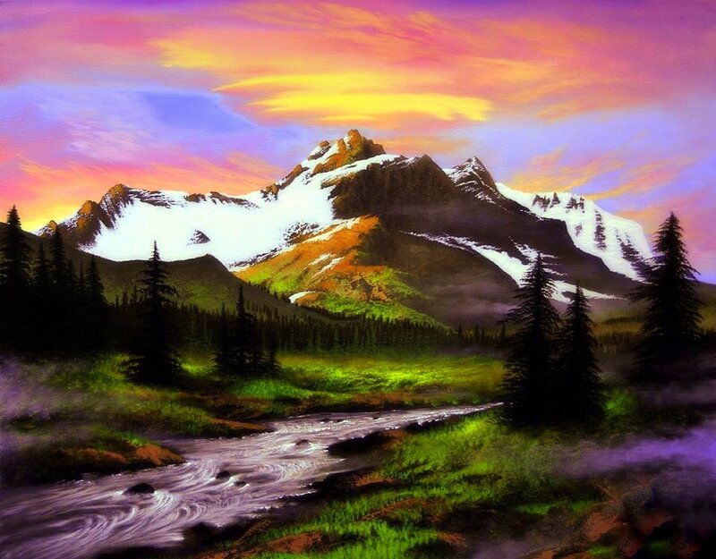Snow-capped Mountain Landscape — Purple