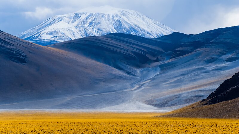 Snow-capped Mountain Landscape — Yellow