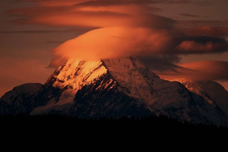 Snow-capped Mountain — Orange, Dramatic, Sunset, Photograph