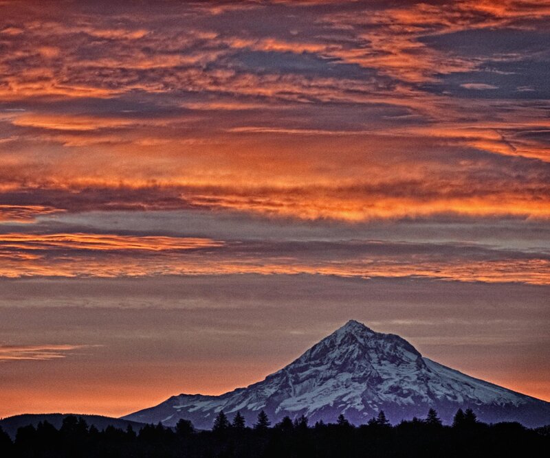 Snow-capped Mountain — Orange, Dramatic