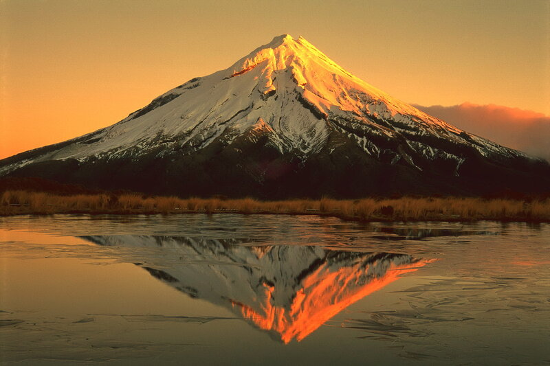 Snow-capped Mountain — Orange, Serene
