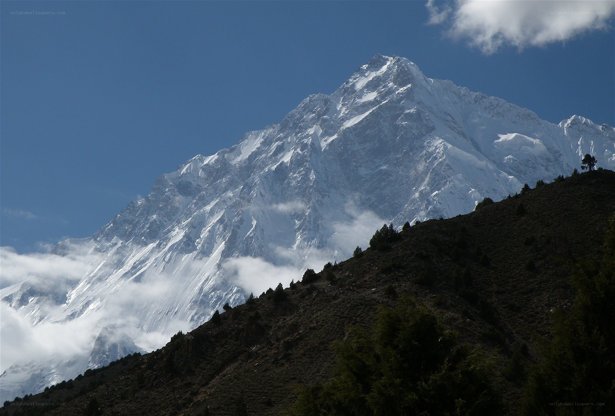Snow-capped mountain peak